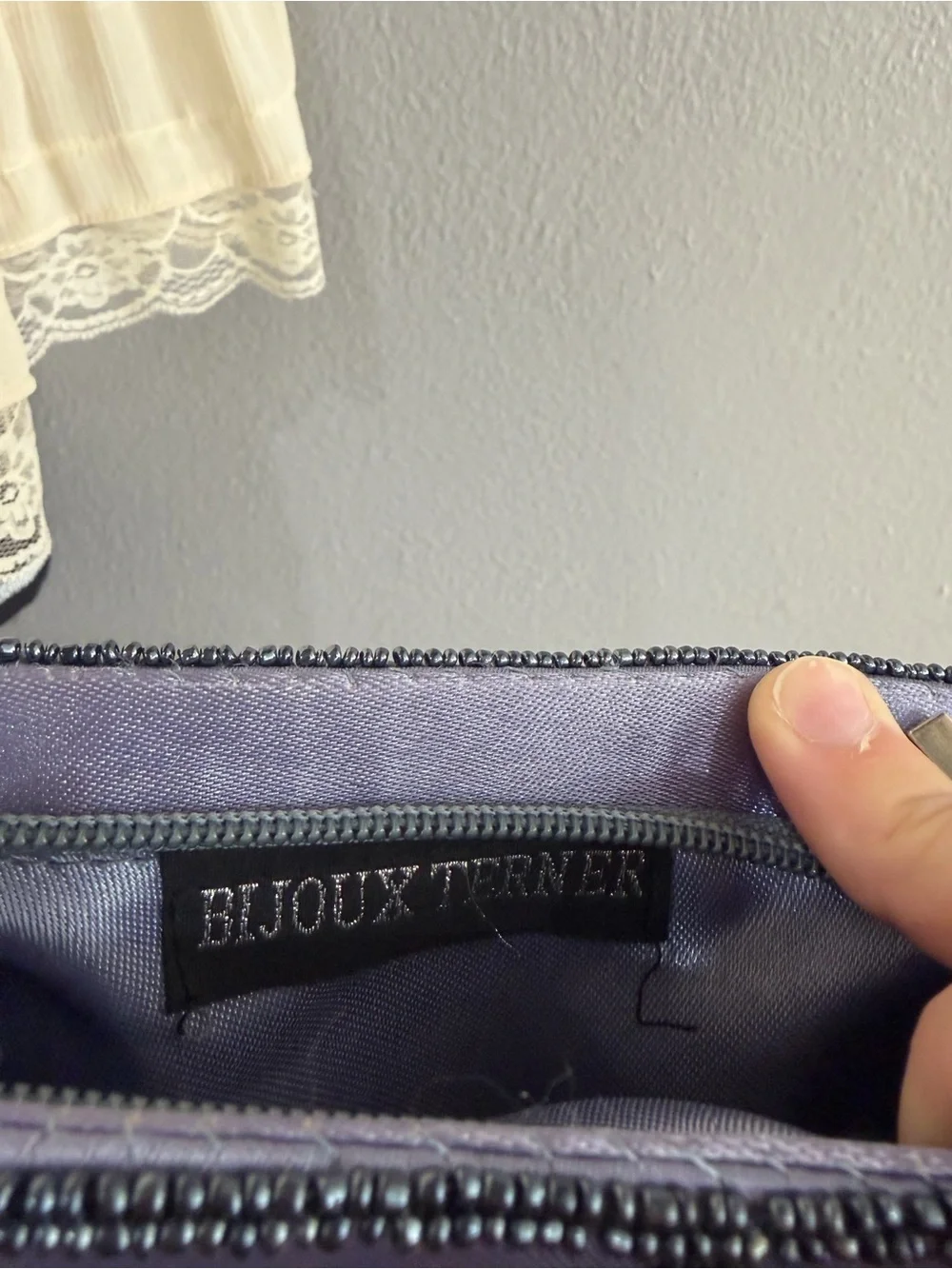 Bijoux Terner Lavender Beaded Quilted Evening Clutch